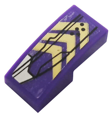 Slope, Curved 2 x 1 x 2/3 with Gold Chevrons, Silver Hull Plate and Black Lines Pattern Model Left Side (Sticker) - Set 76144