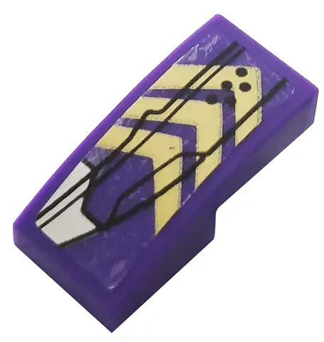 Slope, Curved 2 x 1 x 2/3 with Gold Chevrons, Silver Hull Plate and Black Lines Pattern Model Left Side (Sticker) - Set 76144