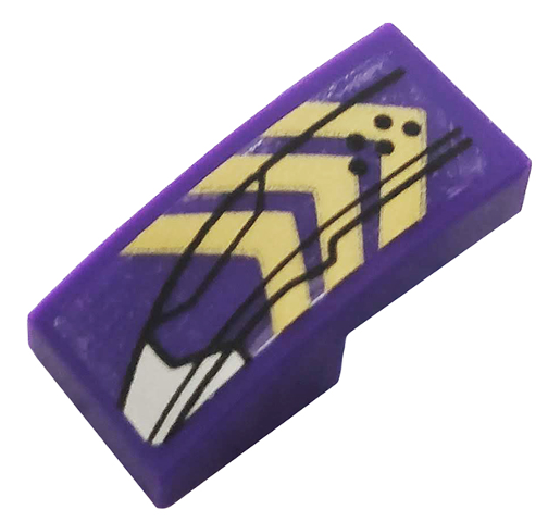 Slope, Curved 2 x 1 x 2/3 with Gold Chevrons, Silver Hull Plate and Black Lines Pattern Model Right Side (Sticker) - Set 76144