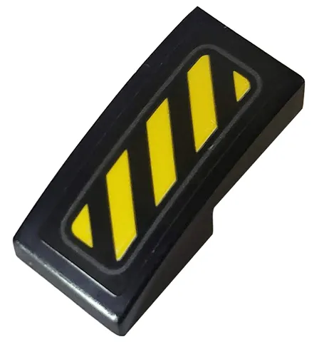 Slope, Curved 2 x 1 x 2/3 with Black and Yellow Danger Stripes Pattern (Sticker) - Set 76116