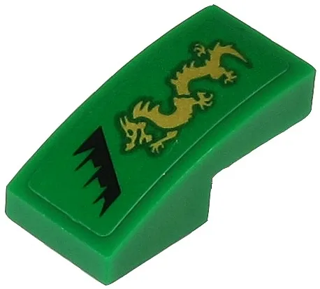 Slope, Curved 2 x 1 x 2/3 with Gold Dragon and Black Jagged Line Pattern Model Left Side (Sticker) - Set 71700