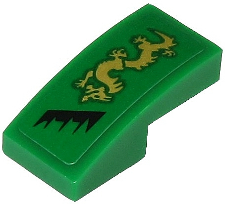 Slope, Curved 2 x 1 x 2/3 with Gold Dragon and Black Jagged Line Pattern Model Right Side (Sticker) - Set 71700