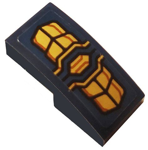 Slope, Curved 2 x 1 x 2/3 with Gold Armor Plates Pattern (Sticker) - Set 76141