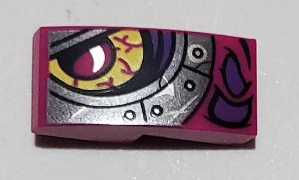 Slope, Curved 2 x 1 x 2/3 with Magenta and Silver Dragon Eye Pattern Model Left Side