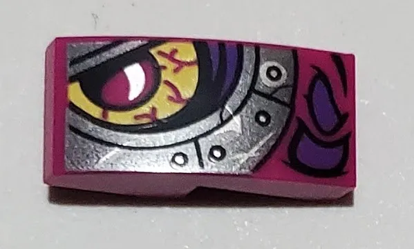 Slope, Curved 2 x 1 x 2/3 with Magenta and Silver Dragon Eye Pattern Model Left Side