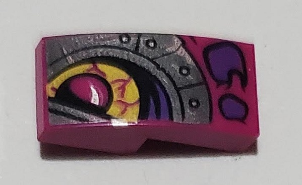Slope, Curved 2 x 1 x 2/3 with Magenta and Silver Dragon Eye Pattern Model Right Side