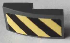 Slope, Curved 2 x 1 x 2/3 with Black and Bright Light Yellow Danger Stripes Pattern Side A (Sticker) - Sets 60214 / 60215