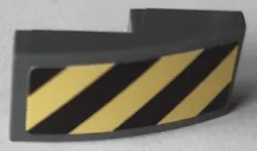 Slope, Curved 2 x 1 x 2/3 with Black and Bright Light Yellow Danger Stripes Pattern Side B (Sticker) - Sets 60214 / 60215