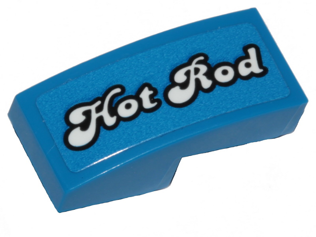 Slope, Curved 2 x 1 x 2/3 with White 'Hot Rod' Pattern Model Left Side (Sticker) - Set 40409