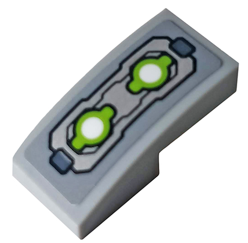 Slope, Curved 2 x 1 x 2/3 with Mechanical Plates and Lime Energy Light Pattern (Sticker) - Set 76148