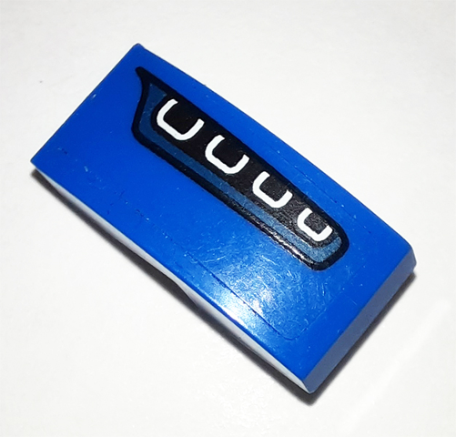 Slope, Curved 2 x 1 x 2/3 with Headlight on Blue Background Pattern Model Left Side (Sticker) - Set 75878