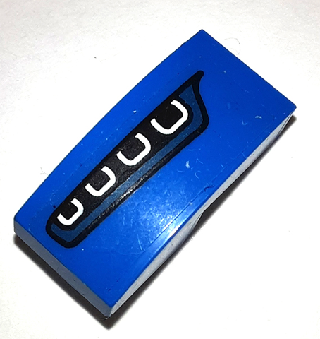 Slope, Curved 2 x 1 x 2/3 with Headlight on Blue Background Pattern Model Right Side (Sticker) - Set 75878