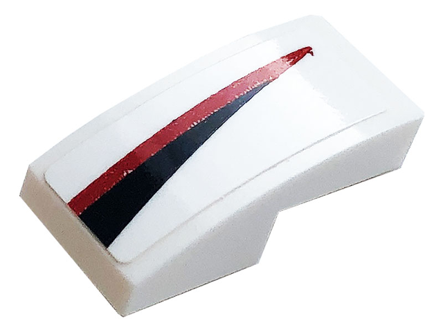 Slope, Curved 2 x 1 x 2/3 with Red and Black Stripe Pattern Model Left Side (Sticker) - Set 76896