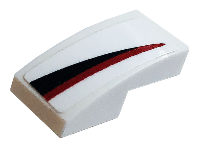 Slope, Curved 2 x 1 x 2/3 with Red and Black Stripe Pattern Model Right Side (Sticker) - Set 76896
