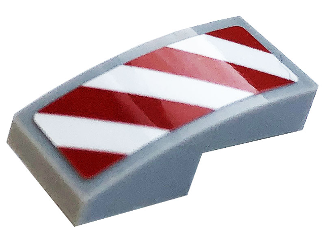Slope, Curved 2 x 1 x 2/3 with White and Red Danger Stripes Pattern Model Right Side (Sticker) - Set 60306