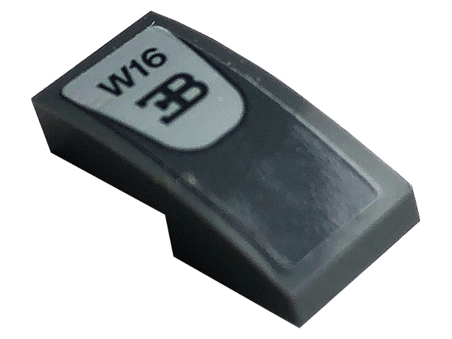Slope, Curved 2 x 1 x 2/3 with Bugatti Logo and 'W16' Pattern (Sticker) - Set 42083