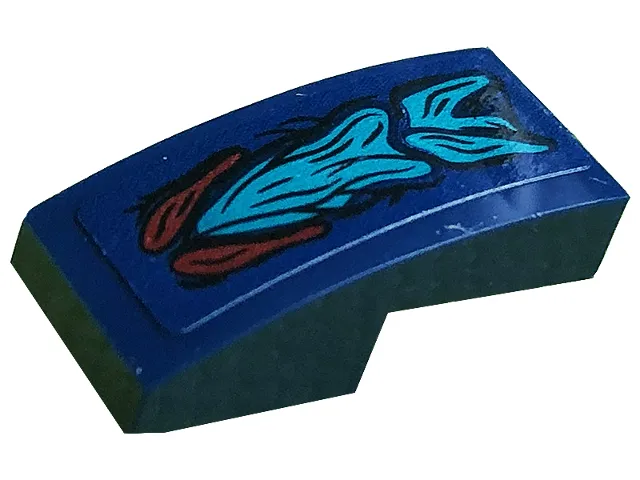 Slope, Curved 2 x 1 x 2/3 with Dark Red and Dark Turquoise Skin Pattern (Sticker) - Set 76145