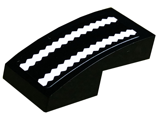 Slope, Curved 2 x 1 x 2/3 with White Zigzag Lines Pattern (Sticker) - Set 10291
