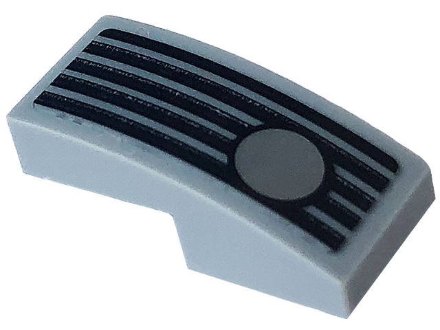 Slope, Curved 2 x 1 x 2/3 with Black Grille and Silver Light Pattern Model Left Side (Sticker) - Set 76903