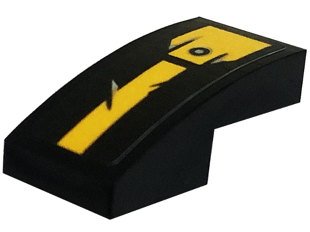 Slope, Curved 2 x 1 x 2/3 with Bright Light Orange Stripe with Rivet and Scratches Pattern (Sticker) - Set 80034