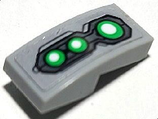 Slope, Curved 2 x 1 x 2/3 with Three Bright Green and White Lights Pattern (Sticker) - Set 76174