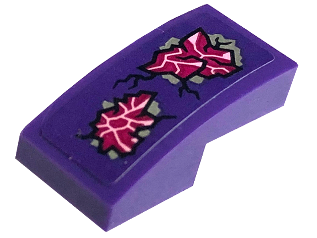 Slope, Curved 2 x 1 x 2/3 with Magenta Crystals and Black Cracks Pattern (Sticker) - Set 71771