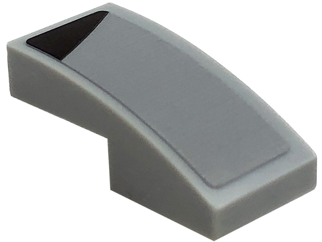Slope, Curved 2 x 1 x 2/3 with Black Triangle Corner on Light Bluish Gray Background Pattern Model Left Side (Sticker) - Set 76909