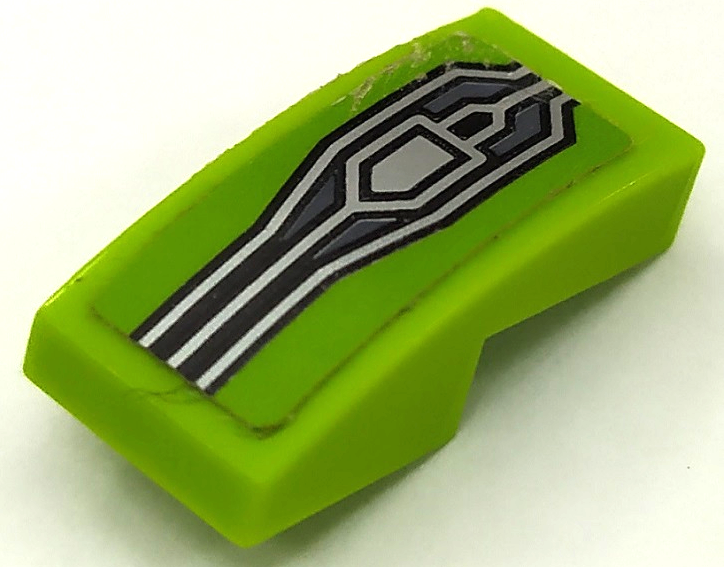 Slope, Curved 2 x 1 x 2/3 with Armor Plate with Black and Silver Lines on Lime Background Pattern (Sticker) - Set 70325