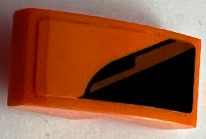 Slope, Curved 2 x 1 x 2/3 with Black Triangle and Dark Orange Stripe Pattern Model Left Side (Sticker) - Set 75880