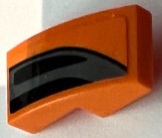 Slope, Curved 2 x 1 x 2/3 with Black Curved Line and Dark Bluish Gray Air Vent Pattern Model Right Side (Sticker) - Set 75880