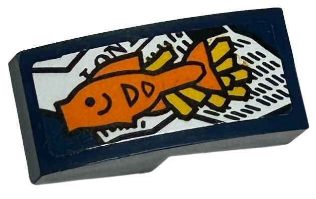 Slope, Curved 2 x 1 x 2/3 with Orange Fish, Yellow Fries and White Newspaper Pattern (Sticker) - Set 40569