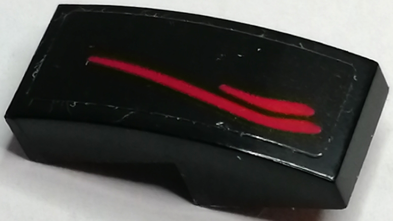 Slope, Curved 2 x 1 x 2/3 with Red Curved Lines Taillights Pattern Model Left Side (Sticker) - Set 75880