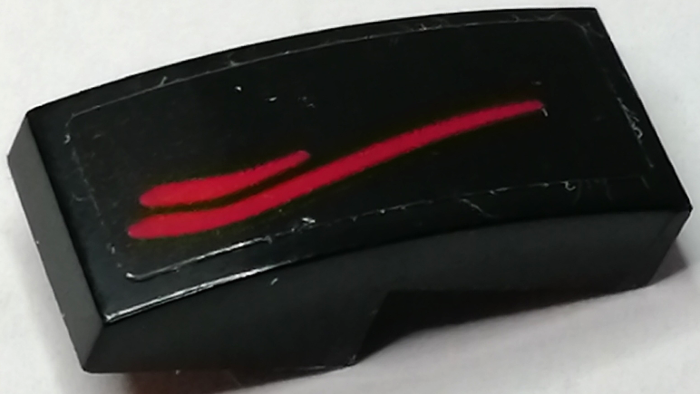 Slope, Curved 2 x 1 x 2/3 with Red Curved Lines Taillights Pattern Model Right Side (Sticker) - Set 75880