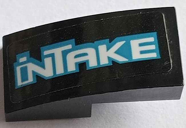 Slope, Curved 2 x 1 x 2/3 with White and Dark Azure 'iNTAKE' Pattern Model Left Side (Sticker) - Set 60288