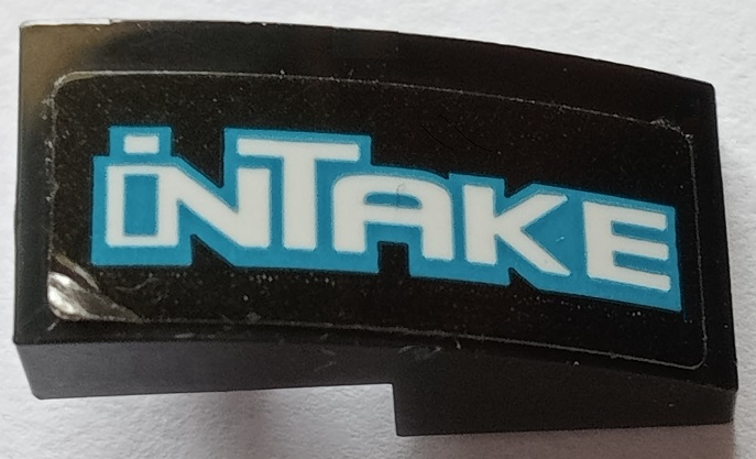 Slope, Curved 2 x 1 x 2/3 with White and Dark Azure 'iNTAKE' Pattern Model Right Side (Sticker) - Set 60288