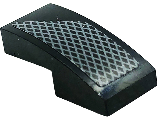Slope, Curved 2 x 1 x 2/3 with Dark Bluish Gray Mesh Grille Pattern Model Left Side (Sticker) - Set 76909