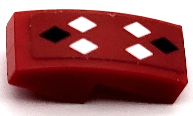 Slope, Curved 2 x 1 x 2/3 with Black and White Diamonds Pattern (Sticker) - Set 41236