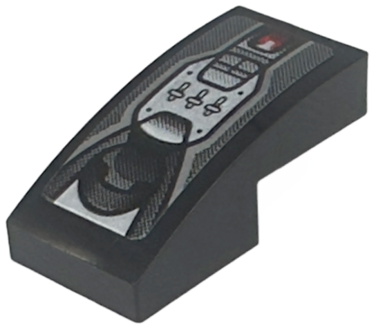 Slope, Curved 2 x 1 x 2/3 with Silver Control Panel with Gearstick, Levers and Buttons and Red Light Pattern (Sticker) - Set 76914