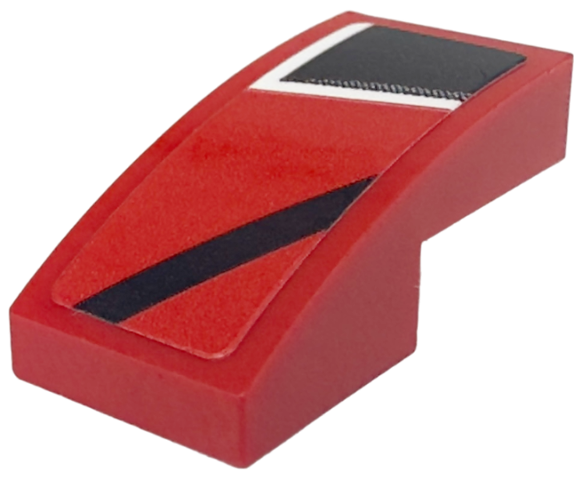 Slope, Curved 2 x 1 x 2/3 with White and Black Stripes and Corner Pattern Model Left Side (Sticker) - Set 76916