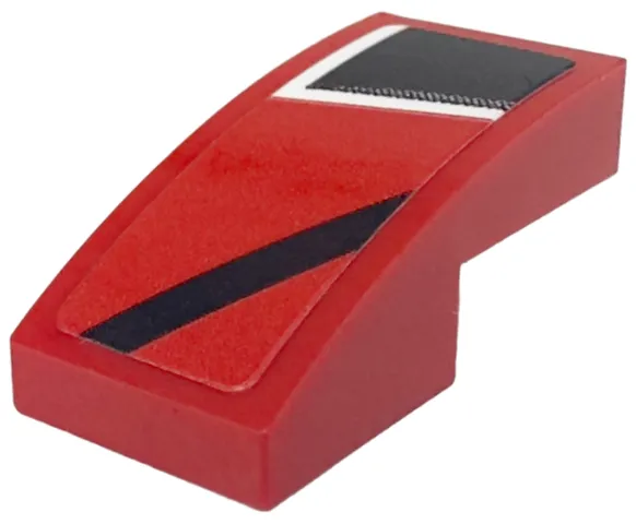 Slope, Curved 2 x 1 x 2/3 with White and Black Stripes and Corner Pattern Model Left Side (Sticker) - Set 76916
