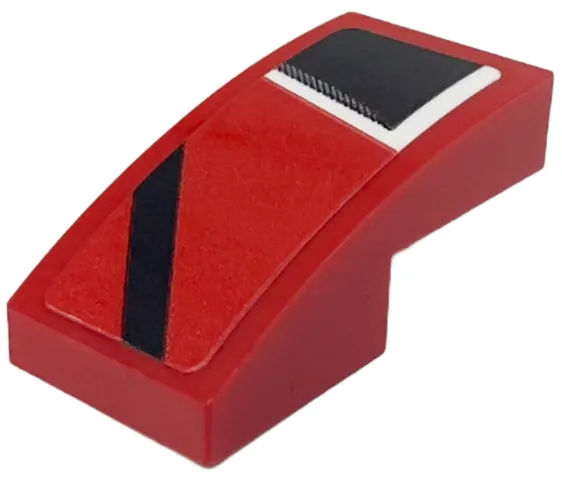 Slope, Curved 2 x 1 x 2/3 with White and Black Stripes and Corner Pattern Model Right Side (Sticker) - Set 76916