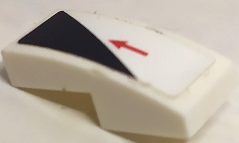 Slope, Curved 2 x 1 x 2/3 with Black Triangle and Red Arrow Pattern Model Left Side (Sticker) - Set 75872