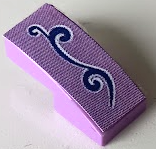 Slope, Curved 2 x 1 x 2/3 with Dark Purple Scrollwork with White Outline Pattern Model Left Side (Sticker) - Set 41351
