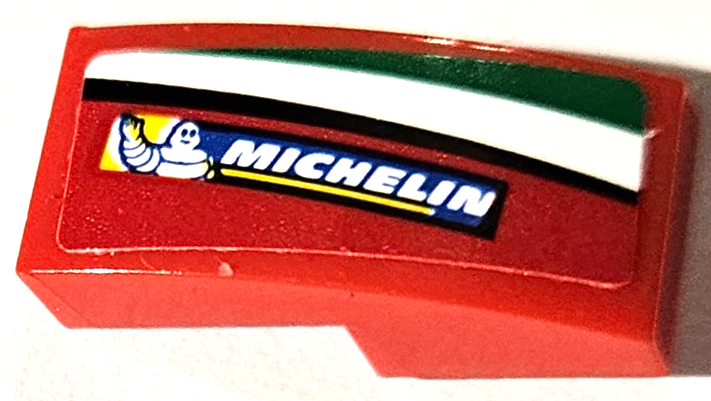 Slope, Curved 2 x 1 x 2/3 with Michelin Logo and Black, Green and White Stripes Pattern Model Right Side (Sticker) - Set 75889