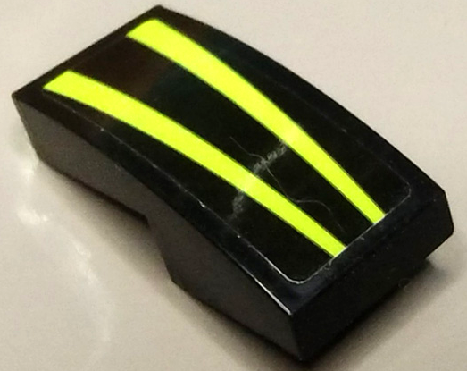 Slope, Curved 2 x 1 x 2/3 with Tapered Yellowish Green Stripes Pattern (Sticker) - Set 41378