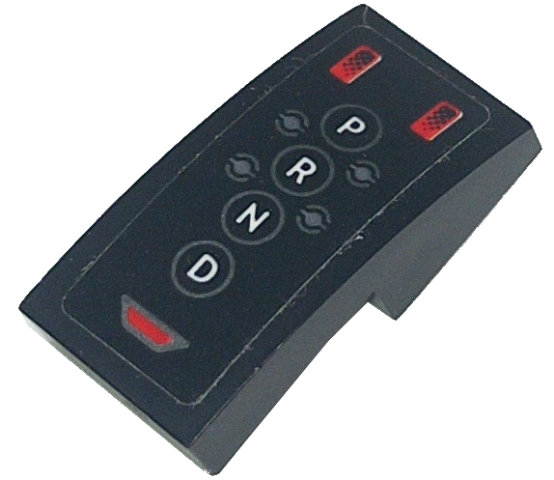 Slope, Curved 2 x 1 x 2/3 with Gear Selection Control Panel with Capital Letter P, R, N and D in Circles Pattern (Sticker) - Sets 42151 / 42162