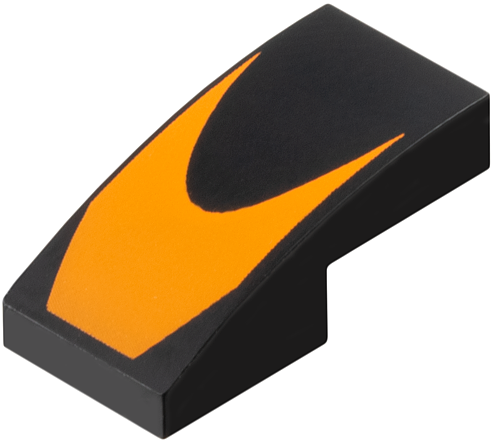 Slope, Curved 2 x 1 x 2/3 with Orange Chevron Pattern