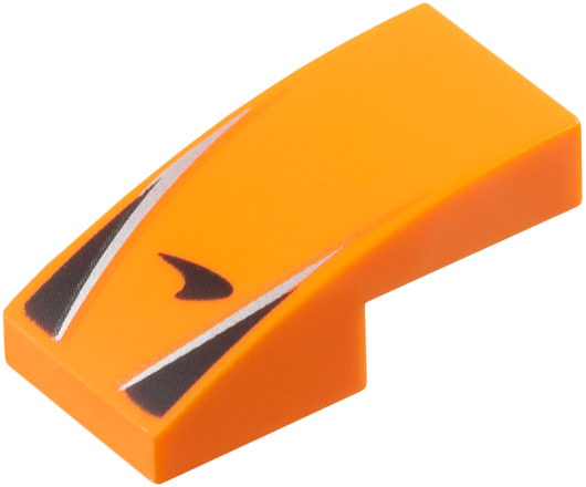 Slope, Curved 2 x 1 x 2/3 with McLaren Logo, Silver Stripes, Black Triangles Pattern