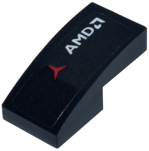 Slope, Curved 2 x 1 x 2/3 with White 'AMD' Arrows and Red Mercedes-Benz Logo Pattern Model Right Side (Sticker) - Set 77244