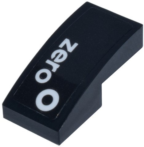 Slope, Curved 2 x 1 x 2/3 with White 'zero' and Circle Logo Pattern Model Left Side (Sticker) - Set 77247